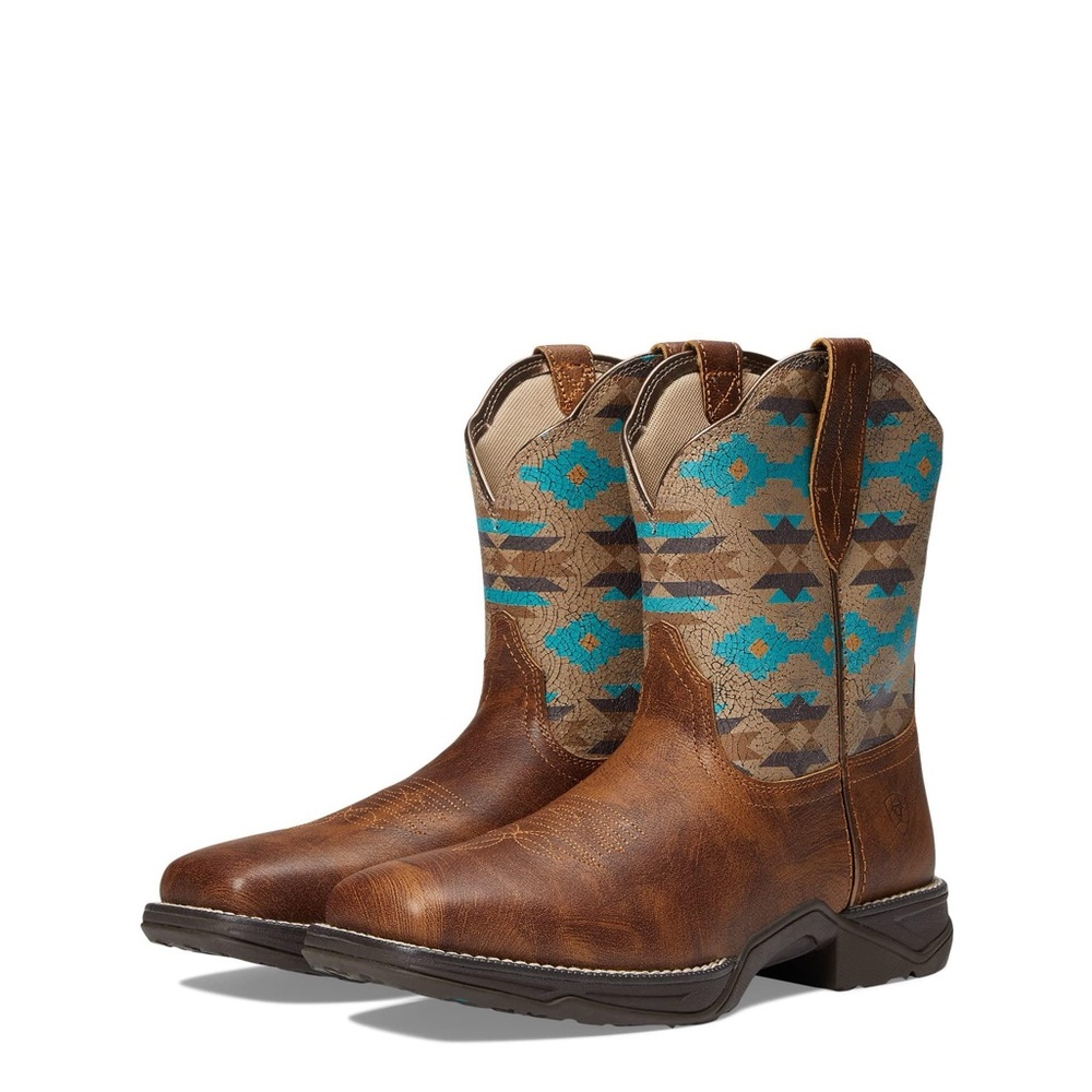 Ariat Tan & Turquoise Western Boots
